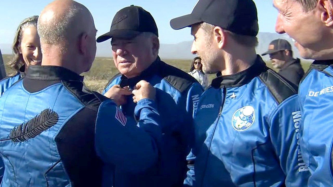 William Shatner after launch into space - Jeff Bezos